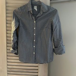 JCrew size 2 perfect shirt in navy and white checkerboard